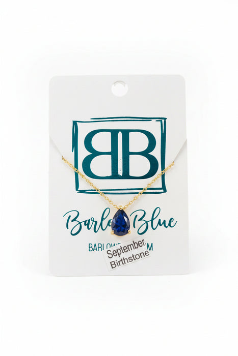 Teardrop Cut Birthstone Necklace with Gold Chain