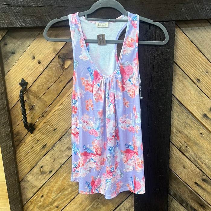 #106 Lavender tank with flowers