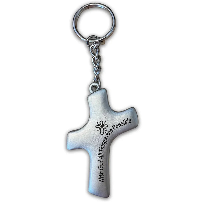 With God All Things Are Possible Palm Cross Key Chain