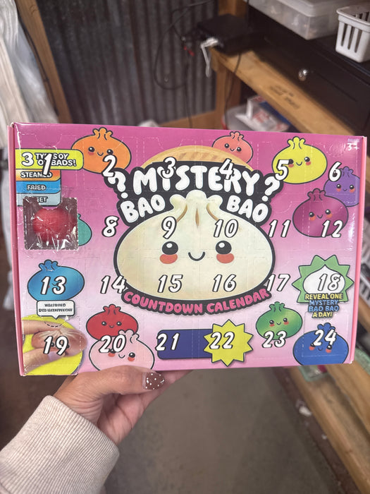 Squishy Dumpling Advent Calendar. 24 Days of Mini Dumplings! One box is revealed but dumpling is still in there.  Discounted.