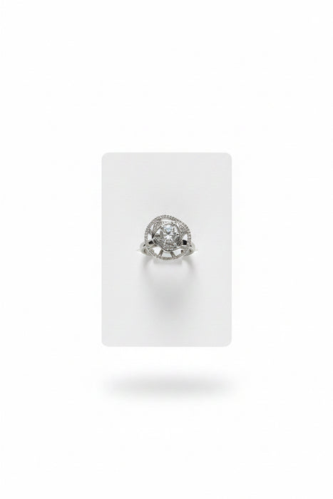 Silver Circle with Diamond Adjustable Fidget Ring