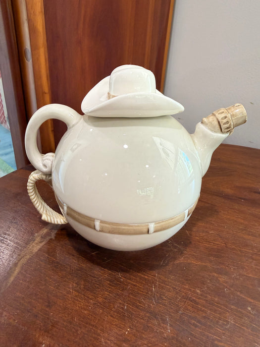 Vintage Fitz & Floyd Cowboy Character Teapot 1977 | Whimsical Ceramic Western Coffee & Tea Pot.  3 Piece Set