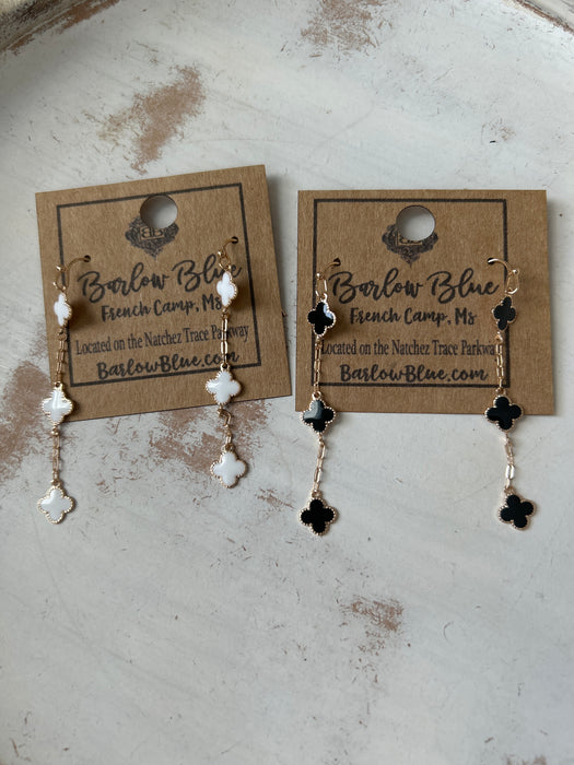 Ordinary is Boring Long Clover Earrings with Gold Accent- Available in Black & White