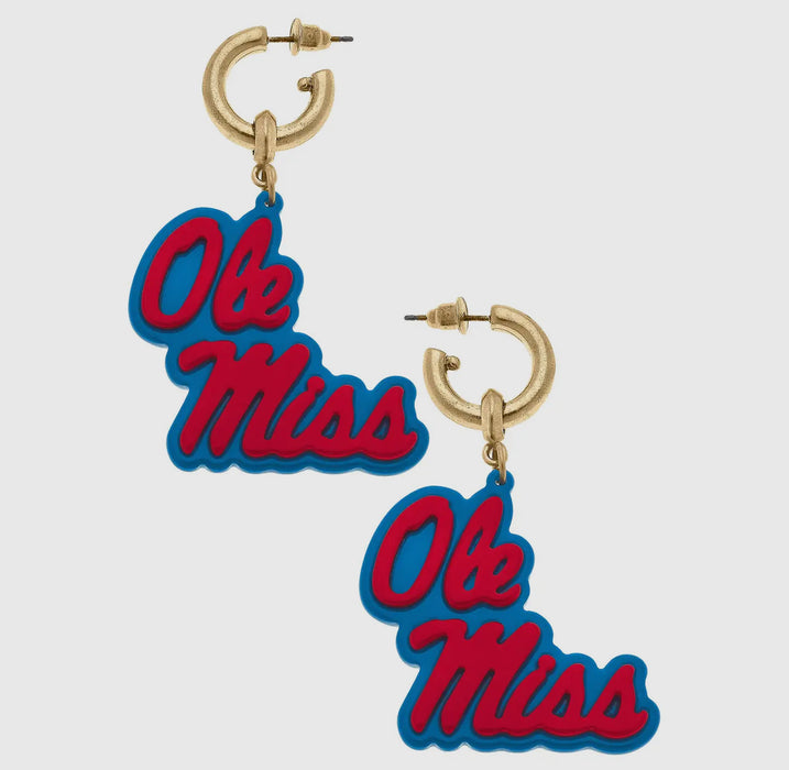 Ole Miss Rebels Enamel Drop Hoop Earrings