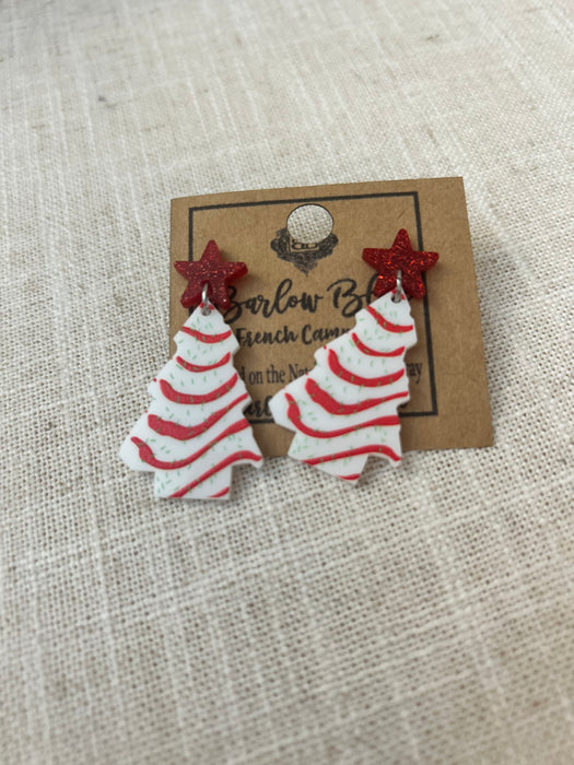 Christmas Tree Cake Earrings - 2 Colors!