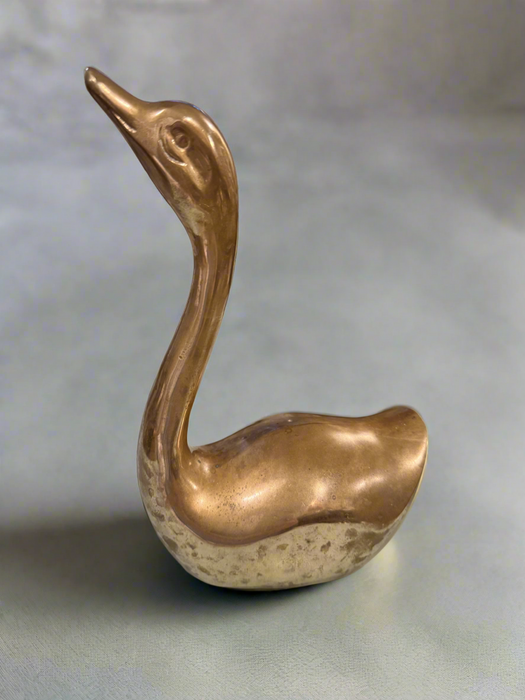 8” Tall Vintage Solid Brass Swan or Duck.  Heavy.