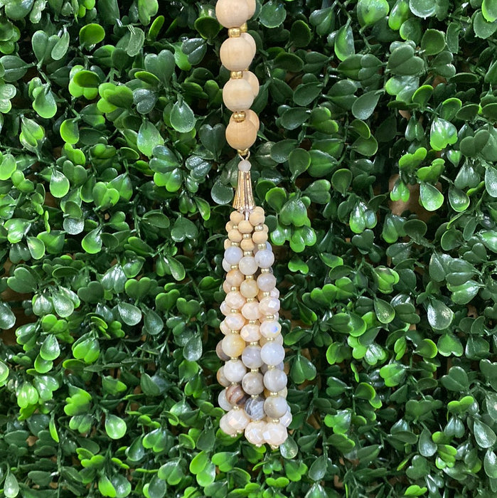 Long Wooden Beaded Necklace - 2 Colors