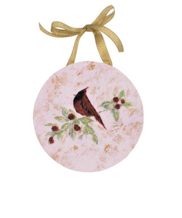 6" Cardinal on Branch Textured MDF Ornament