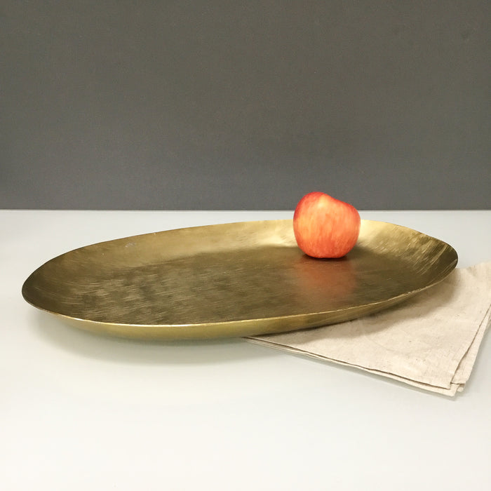 XL Gold Oval Etched Tray.  Food Safe and/or Decorative