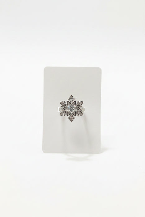 Silver Snowflake Diamond Adjustable Fidget Ring