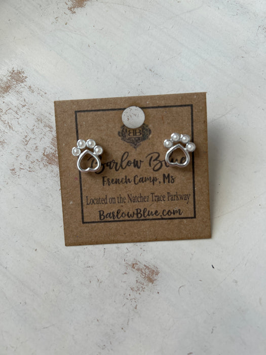 Pearl Paw Print Stud Earrings - 2 Colors!