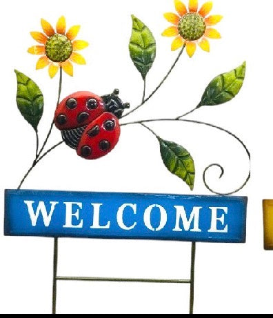 Butterfly, Ladybug or Dragonfly Welcome Metal Yard Sign on two stakes.  31” x 20” ⚠️ Oversized Item.  Store Pick Up Only! No Shipping.