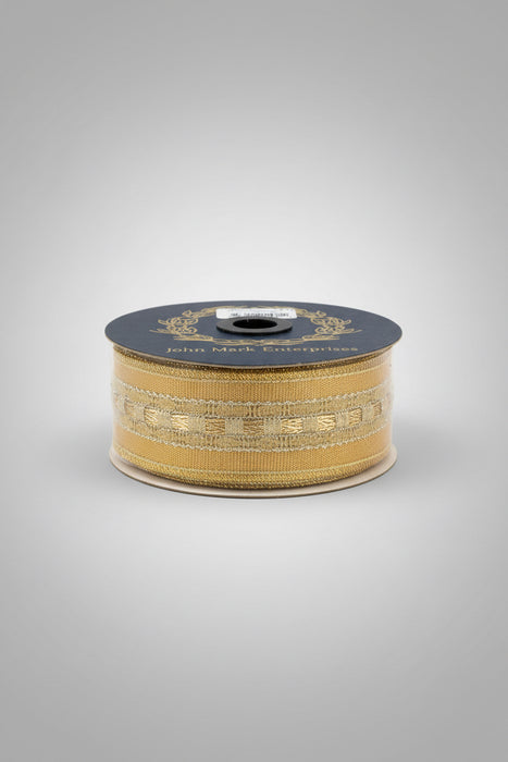 Gold Trim Metallic Dupion Gold John Mark Ribbon: 1.5 in wide x 5yd