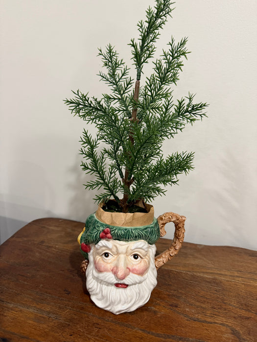 Fitz & Floyd Vintage Santa Mug Planter with Removable Christmas Tree