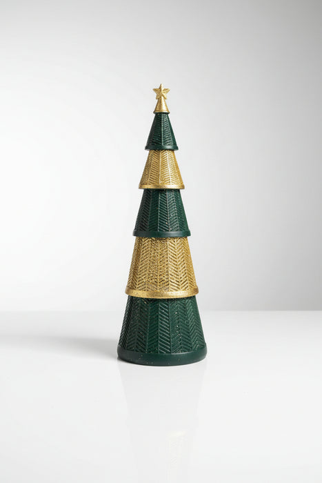 Resin Gold & Green Tabletop Christmas Trees- 2 Styles Available