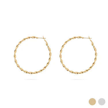 Twist Hoop Earrings -Waterproof 18K Gold PVD Stainless Steel. Available in 3 Sizes