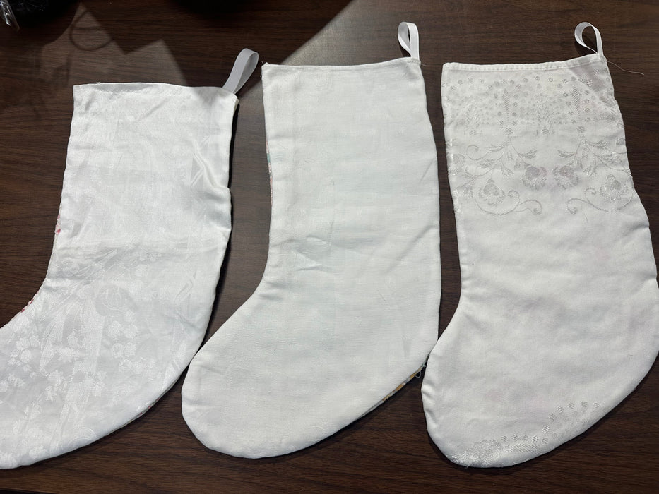 Quilted Stockings with Quilted Table Cloth Backs - 8 Styles! (Personalization Can Be Added for an Additional $10!)