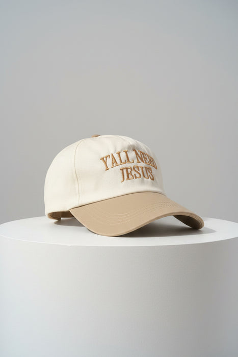 Y'all Need Jesus Tan & Cream Hat