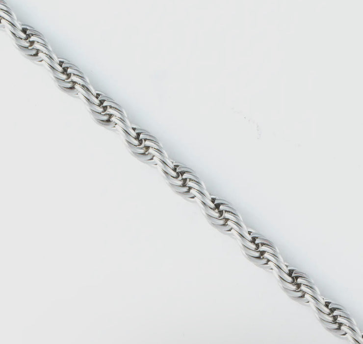 Waterproof Silver 18” Twisted Rope Chain Necklace