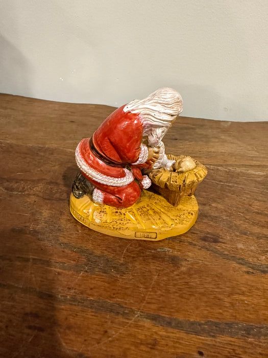Vintage Small Kneeling Santa with Baby Jesus Figurine