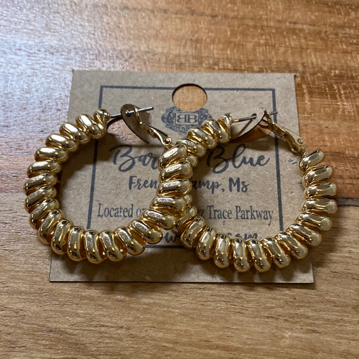 Flat Coil Gold Hoop Earrings