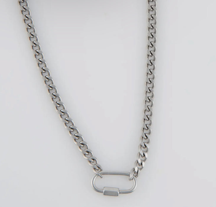 Waterproof Silver 16” Carabiner Necklace