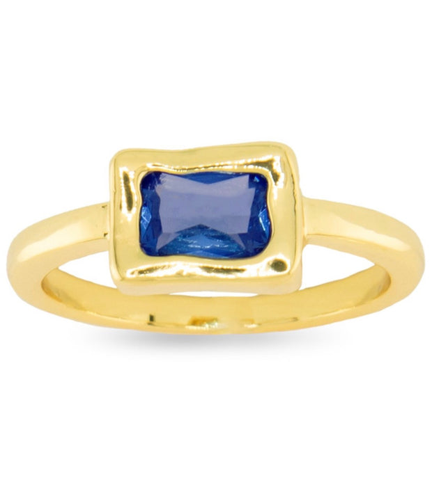 Gold Sapphire CZ Ring-3 SIZES