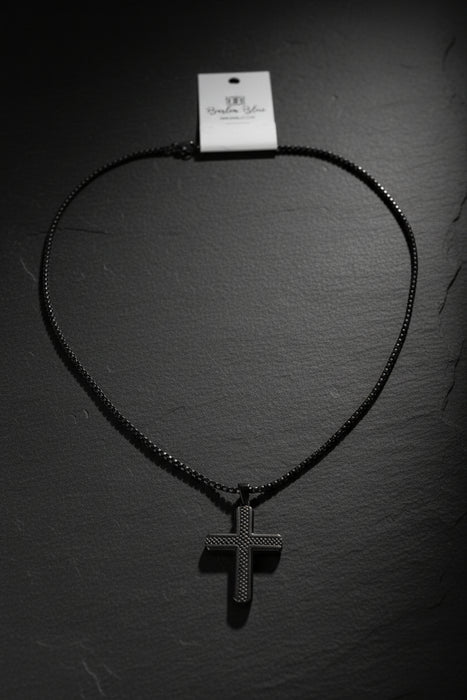 23" Black Cross Chain Necklace