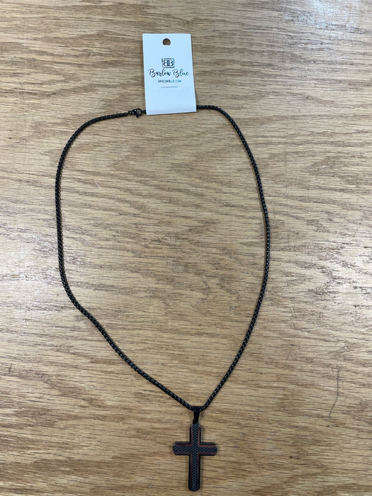 23" Black Cross Chain Necklace