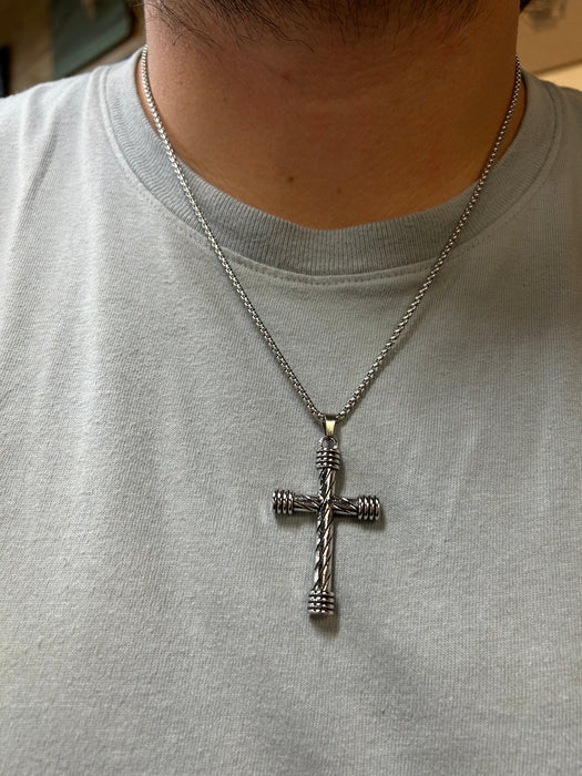 Men’s Textured Cross Necklace