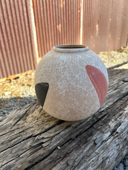 Stoneware Hand Painted Round Tabletop Vase