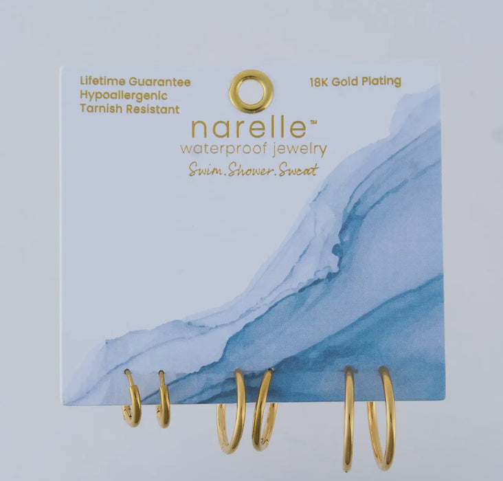 Waterproof Gold Classic Hoop Trio Earrings