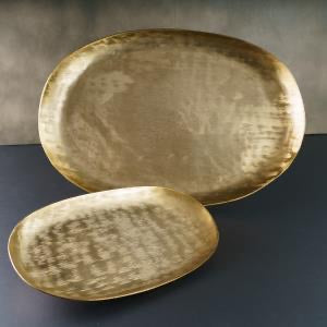 XL Gold Oval Etched Tray.  Food Safe and/or Decorative