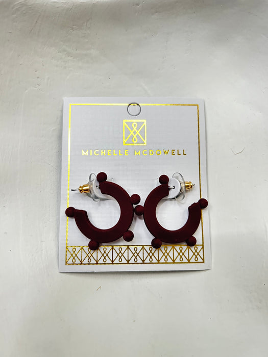 Maroon Astrid Hoops with Beads- Perfect For Game Day To Show Your School Spirit!!