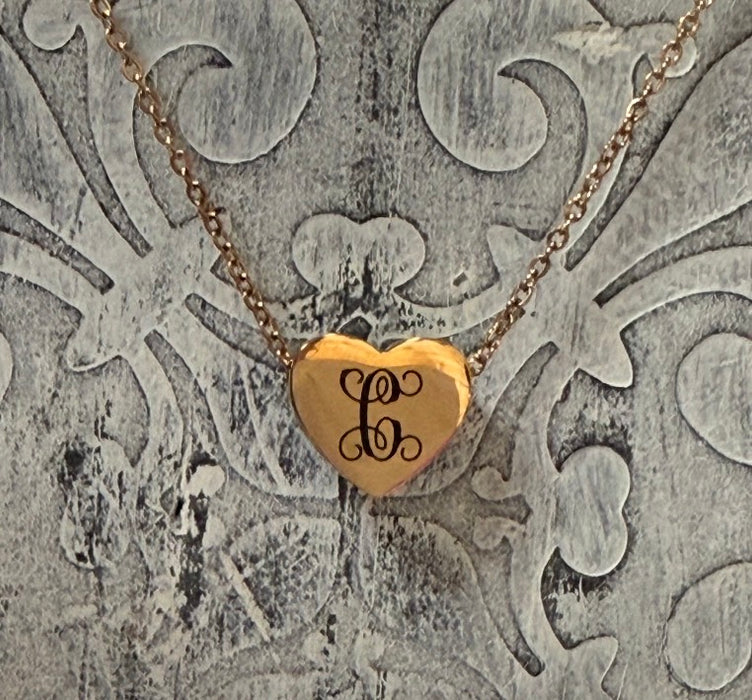 Heart Shaped Monogram Personalized Necklace.  Rose Gold only $10.