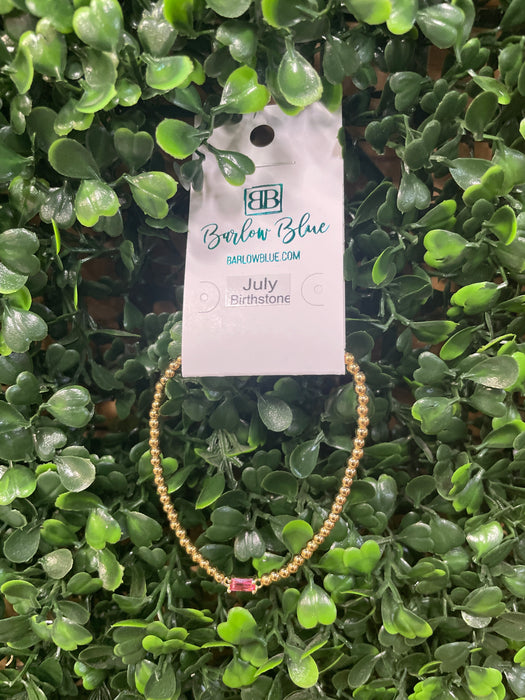 The Birthday Girl Birthstone Bracelets with Rectangle Birthstone Charm