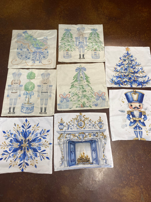 Blue Christmas Pillow Covers (18"x18") -8 Styles!  *Inserts NOT Included*