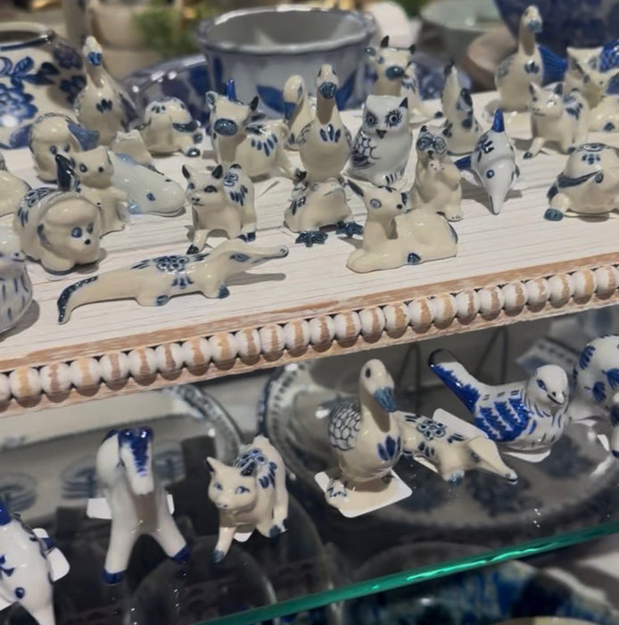 Blue & White Porcelain Trinkets. Small Animals. Range in size from 1" to 3"