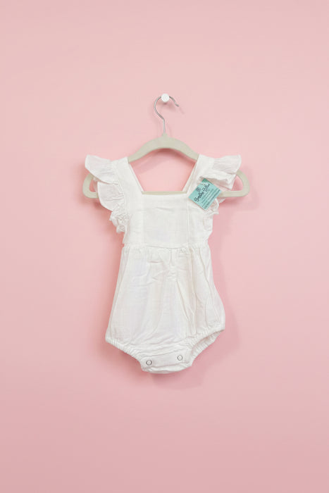 Off-White Baby Overall with Ruffle Sleeves