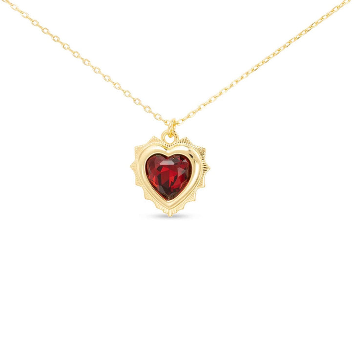 Gold Crystal Birthstone Heart Necklace