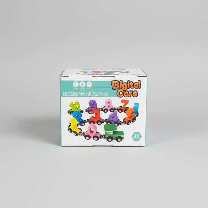 Wooden Digital Cars Learning Numbers. 1-10 Train Cars