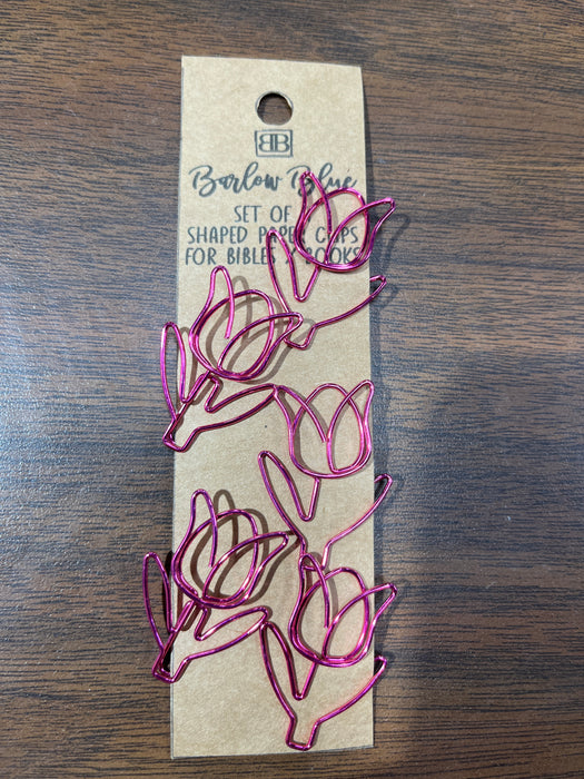 Pink Rose Set of 5 Decorative Paper Clips for Bibles & Books
