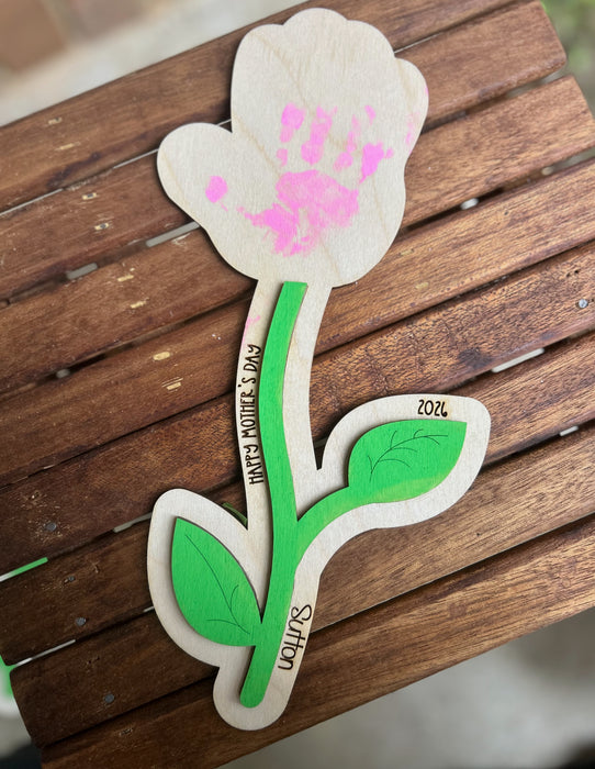 Mother's Day Wood Flowers: Add your child's handprint at home to make it even more special!