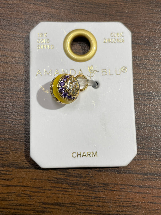 Gold CZ Volleyball Charm
