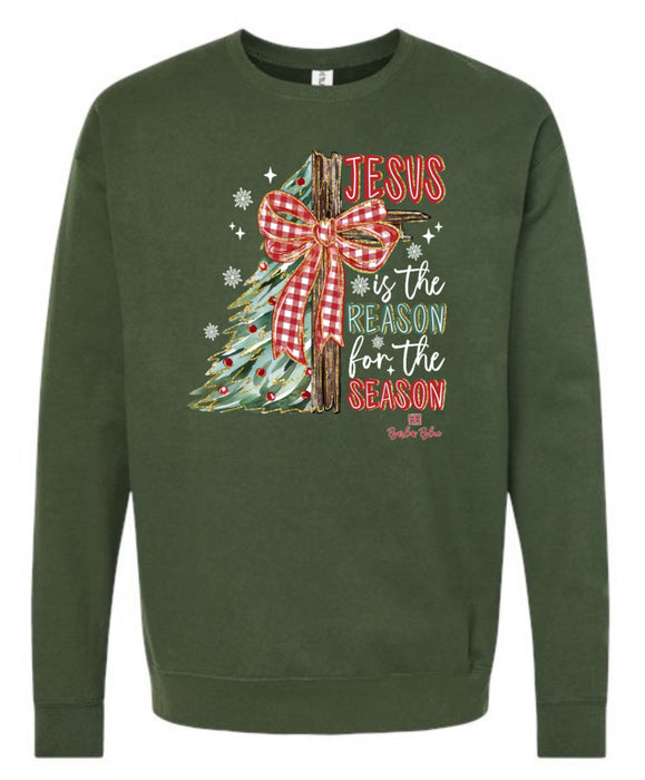 Jesus Is The Reason For The Season.  Christmas Sweatshirt, Long Sleeve & Short Sleeve Tee. Adult & Youth Sizes.