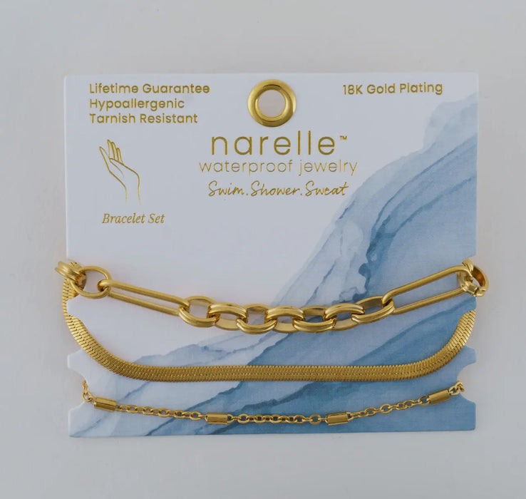 Waterproof Gold Snake Chain Bracelet Set