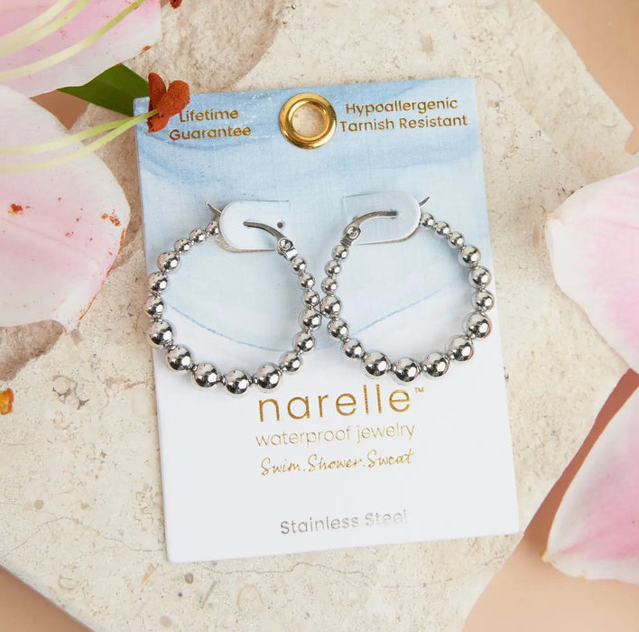Waterproof Bubble Hoop Earrings Silver