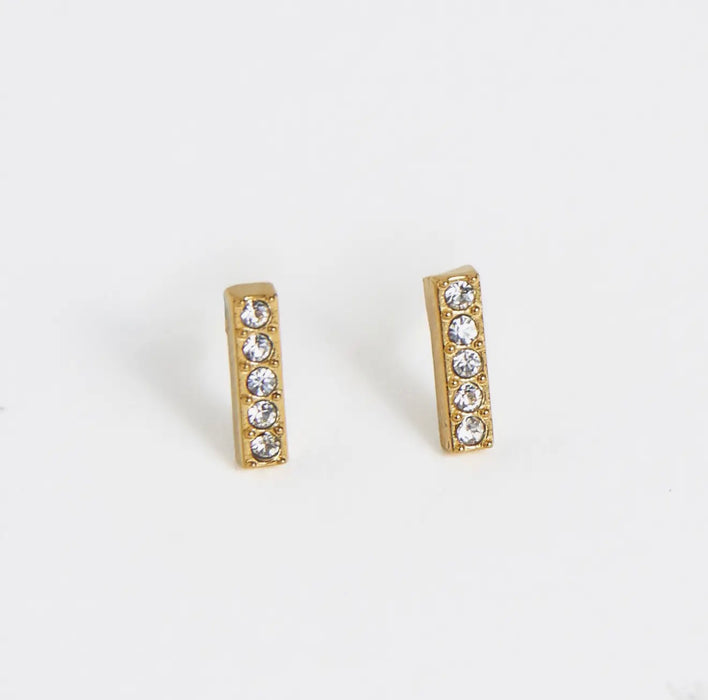Narelle Waterproof Gem Bar Stud Earrings - Gold/Clear