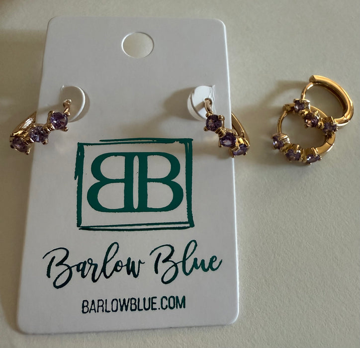 Dainty Gold Birthstone Hoop Earrings