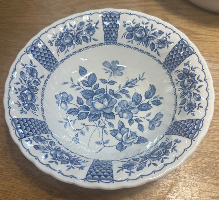 Blue & White Floral Melody Serving Bowl 9.25”